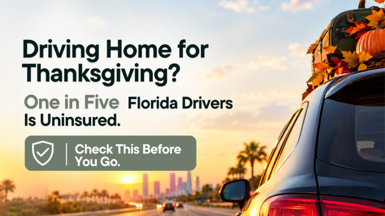 Driving Home for Thanksgiving? One in Five Florida Drivers Is Uninsured. Check This Before You Go. 